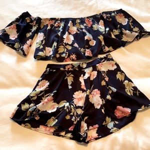 2 Piece Floral Silk Set